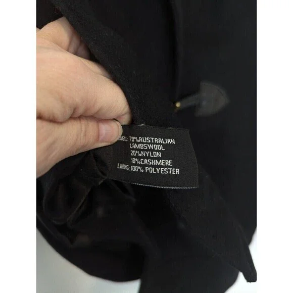 George Simonton Black Lambswool Cashmere Coat Size 4 - Picture 13 of 15